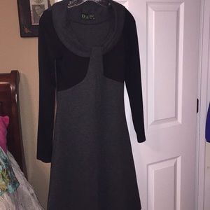 Beautifully styled sweater dress in grey and blk